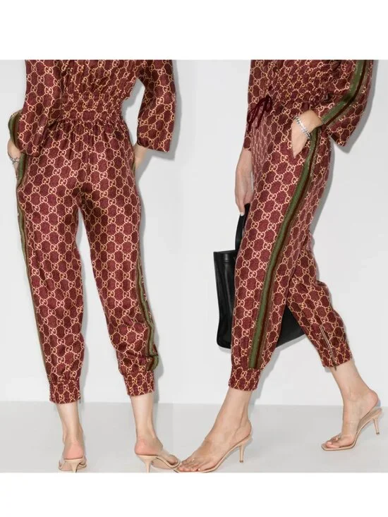 GUCCI PANTS GG SUPREME PRINT SILK LOUNGE TROUSERS - Picture 4 of 15